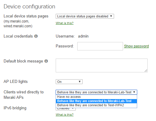 Meraki-bridge-configuration